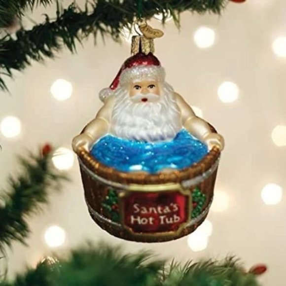 Santa in Hot Tub Old World Christmas Ornament - Picture 1 of 3